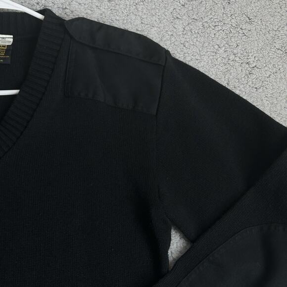 Vtg Citadel Sweater Mens L Black AB-458 Military Elbow Shoulder Patches V Neck - Picture 6 of 13